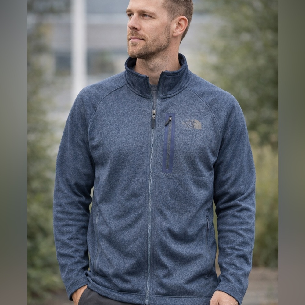 The North Face Men’s Full Zip Jacket Small Blue Heather Softshell Style